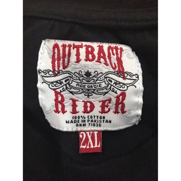 Outback Rider Motorcycle T-Shirt 2XL Black Short Sleeve - Picture 3 of 7